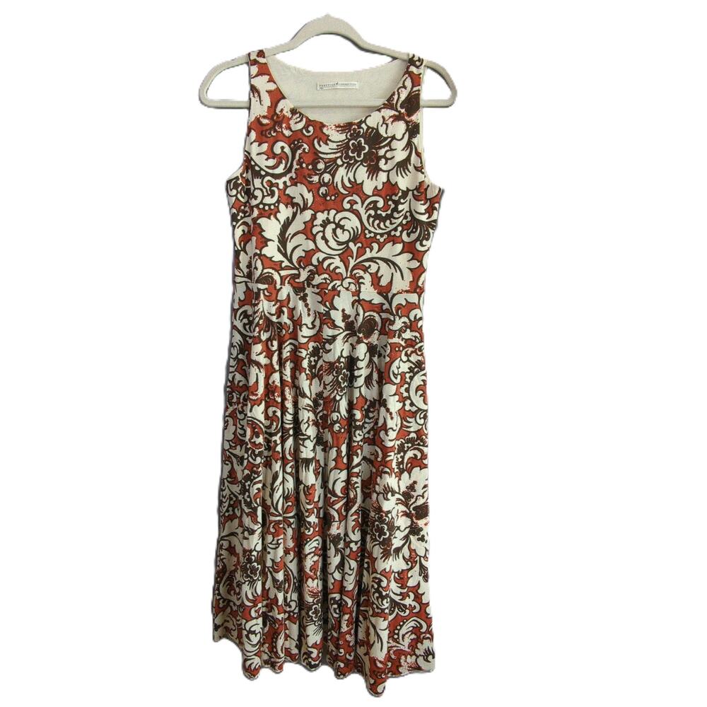 Peruvian Connection Knit‎ Dress Womens S Brown Floral Sleeveless Pockets